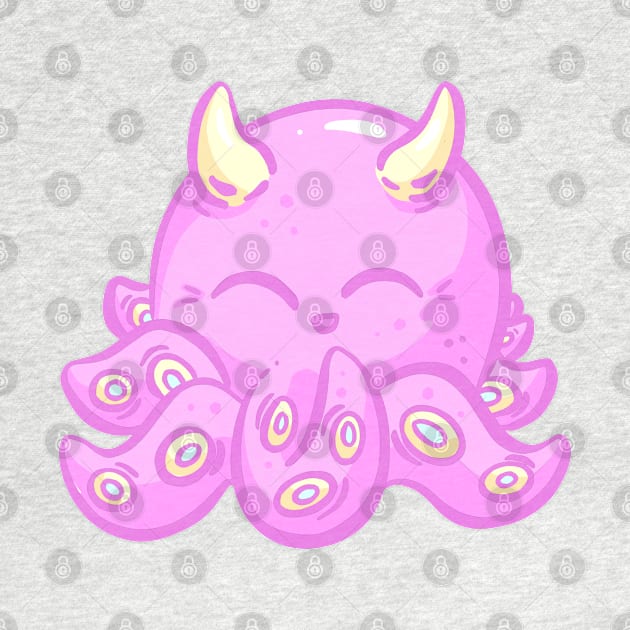 Cute Kawaii Octopus Monster Creature Pink Giggles by Squeeb Creative